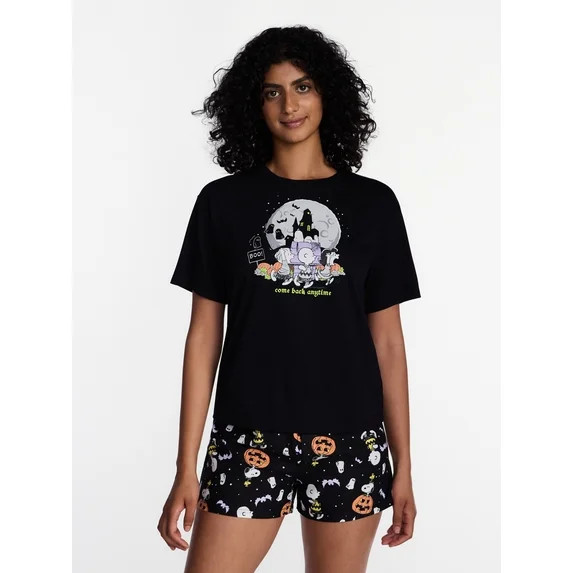 Peanuts Haunted House Women's and Women's Plus Shorty Set, 2-Piece Sizes XS-3X | Walmart (US)
