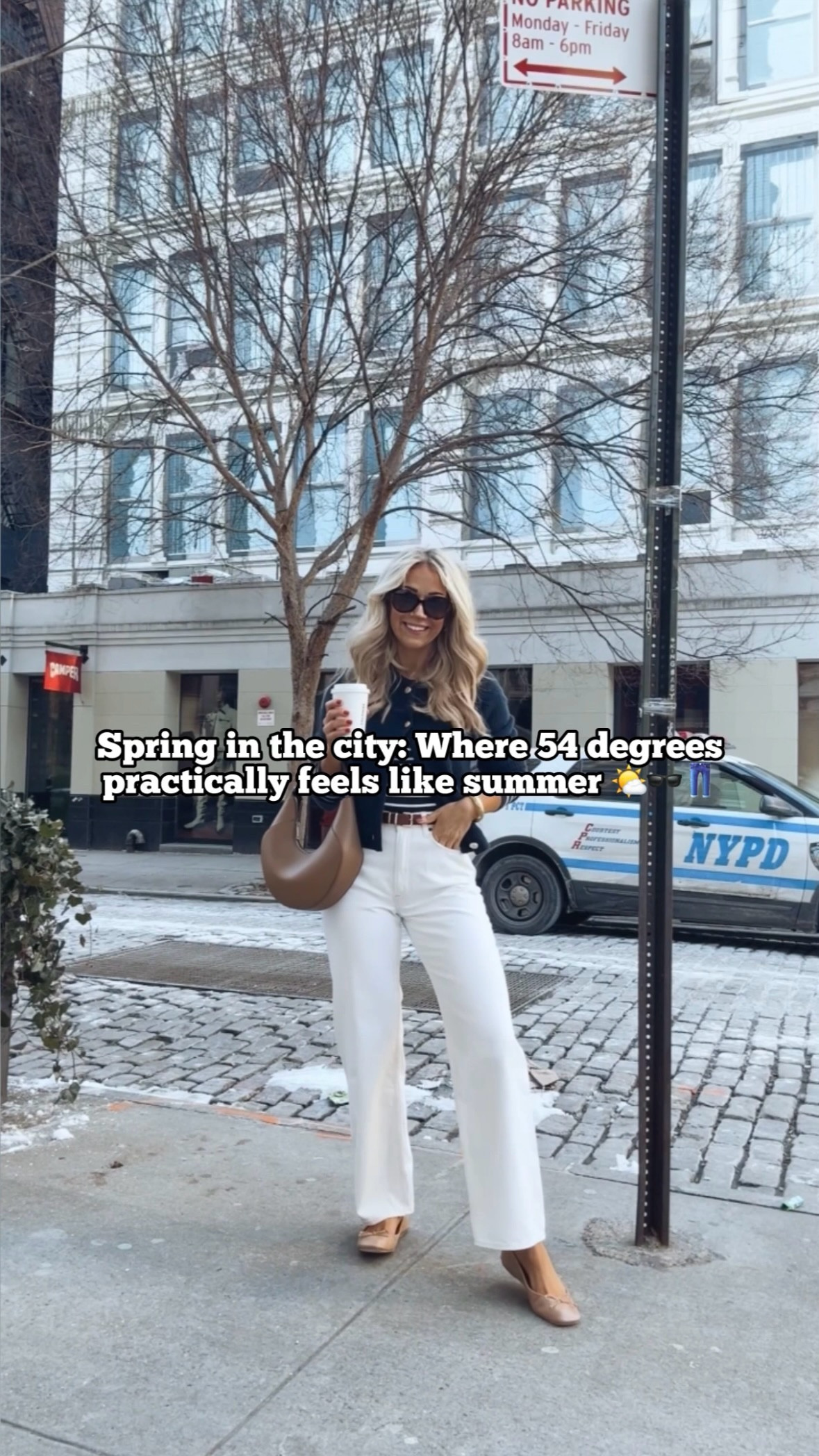 How warm does it have to be before you ditch the jacket? 🌤️👖🕶️ (*most of the items here are sold out now😭, linking alternatives below for anything that’s no longer in stock)