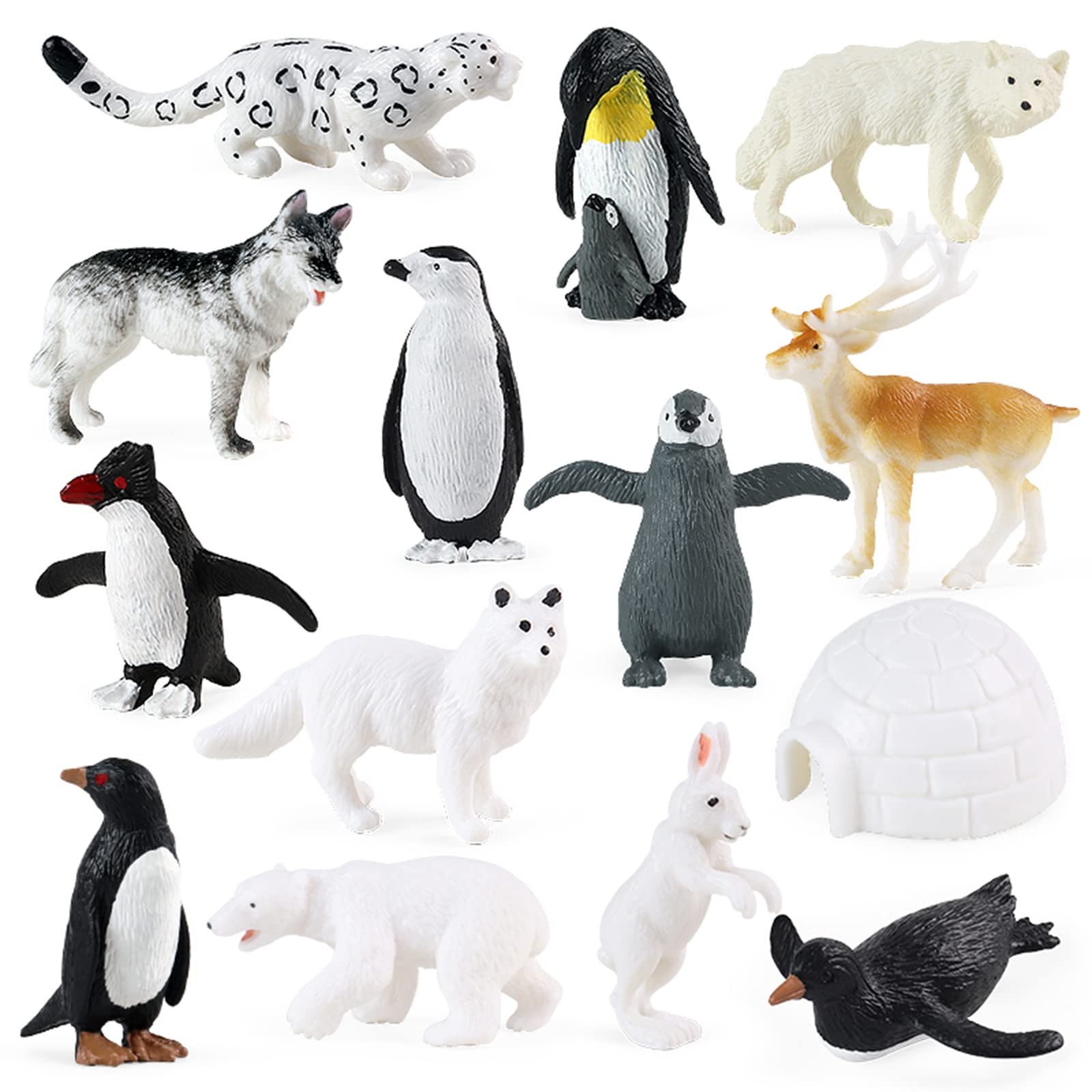RCOMG Arctic Animals Figures, 14pcs Mini Polar Animal Figurines, Plastic Arctic Animal Toys Set w... | Amazon (US)
