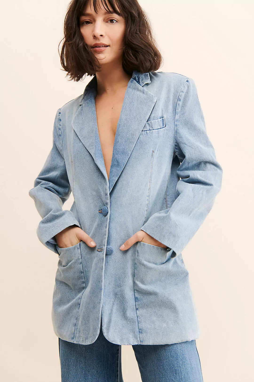 AFRM The Agnes Oversized Denim Blazer | Anthropologie (US)