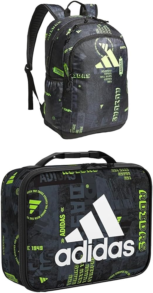 adidas Affiliate Small Backpack + Foundation Insulated Lunch Bag, Black/Lucid Lemon Yellow + Blac... | Amazon (US)