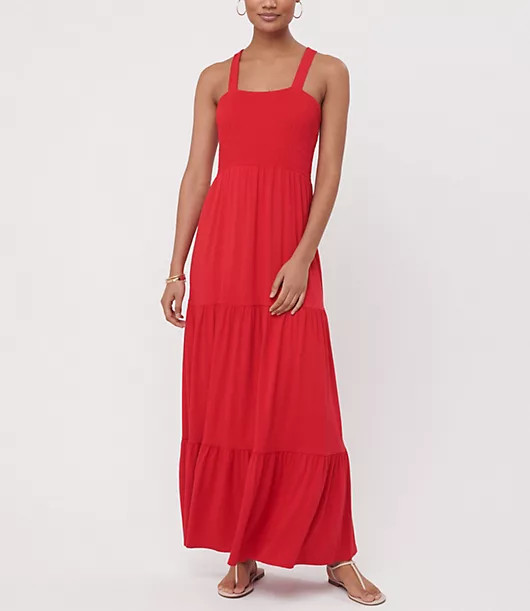 Loft Smocked Tiered Maxi Dress | LOFT