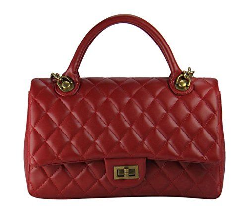 YMB Womens Classes Faux Leather Quilted Handbag Chain Shoulder Bag Burgundy | Amazon (US)