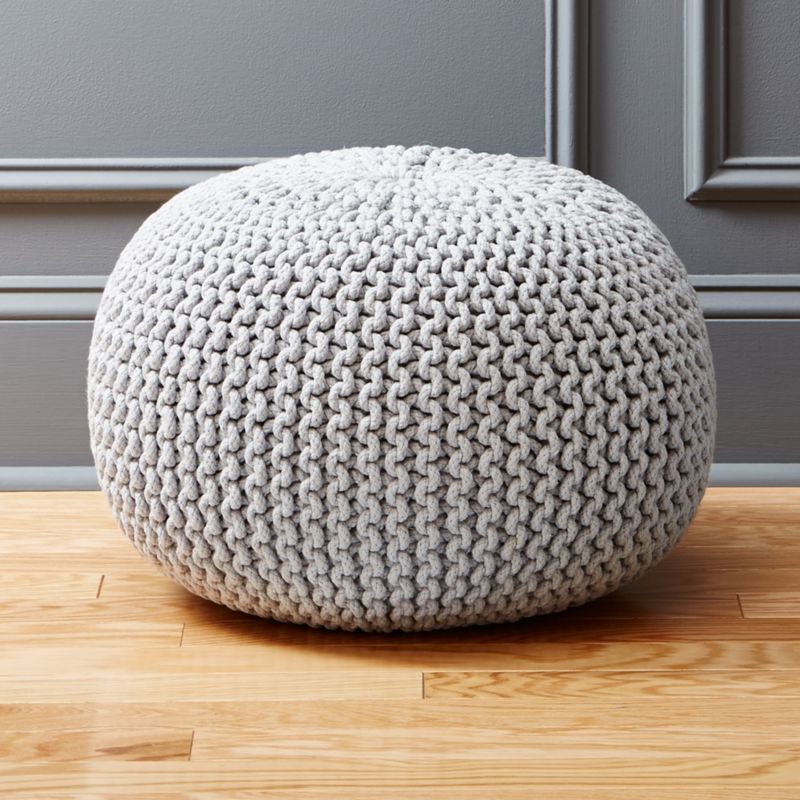 Knitted Silver Pouf + Reviews | CB2 | CB2