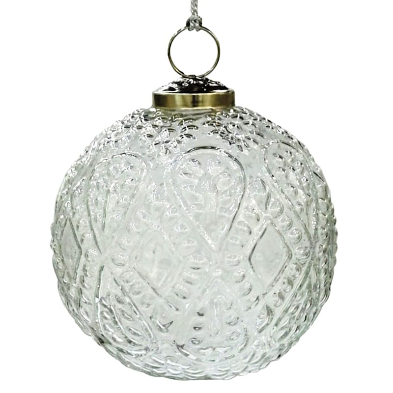 White Glass Ornament, 4" | At Home