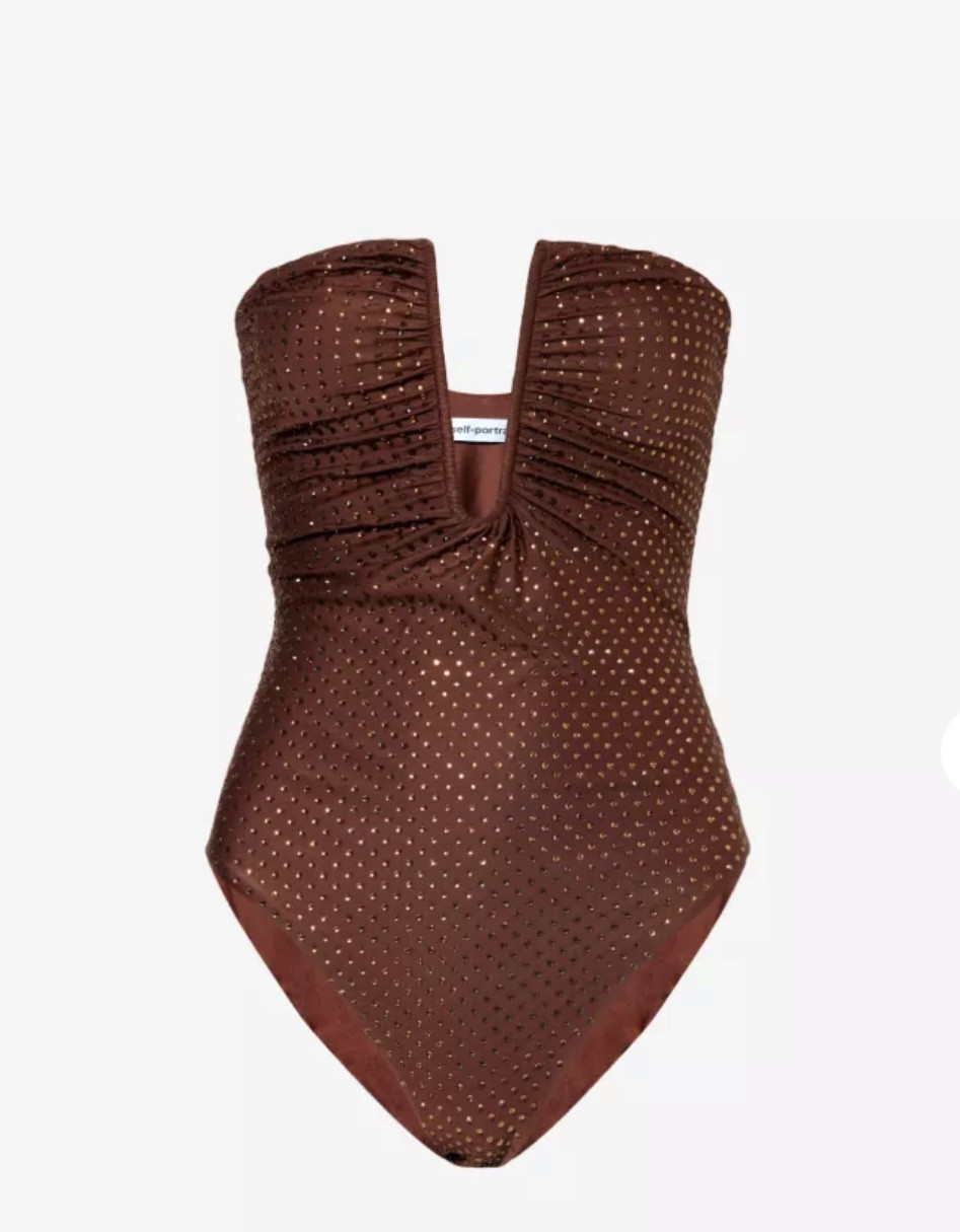 Strapless rhinestone-embellished swimsuit