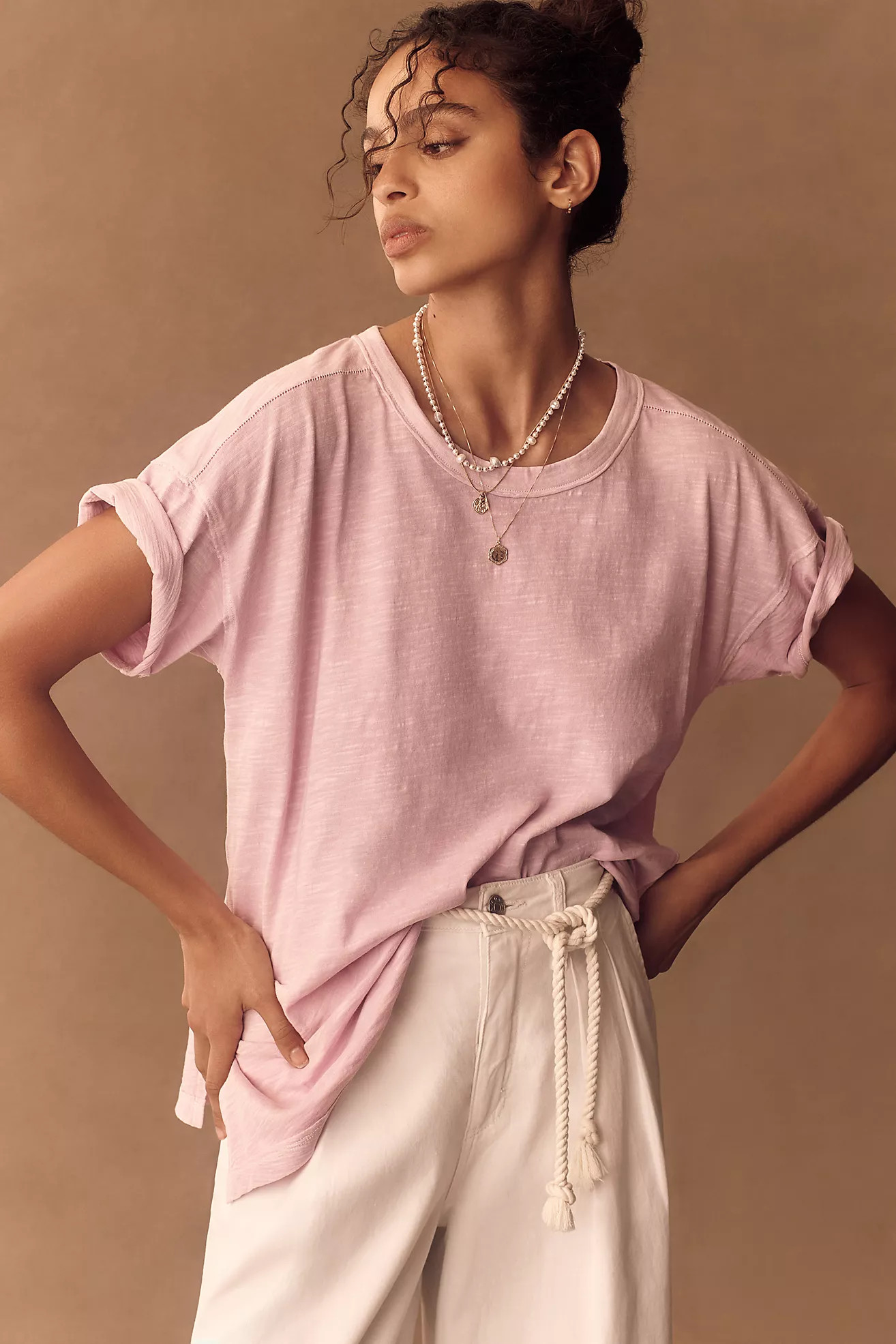 The Jordyn Perfect Oversized Cotton-Slub Tee by Pilcro | Anthropologie (US)