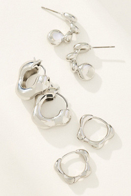Wavy Huggie Hoop Earrings, Set of 3 | Anthropologie (US)