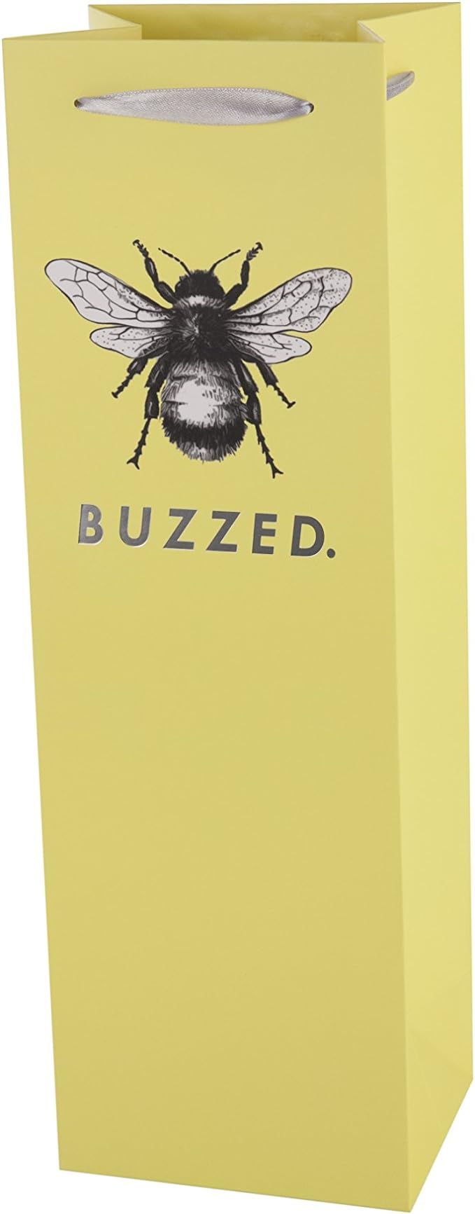 Cakewalk Buzzed Bee Single Bottle Paper Wine Bag, Yellow | Amazon (US)