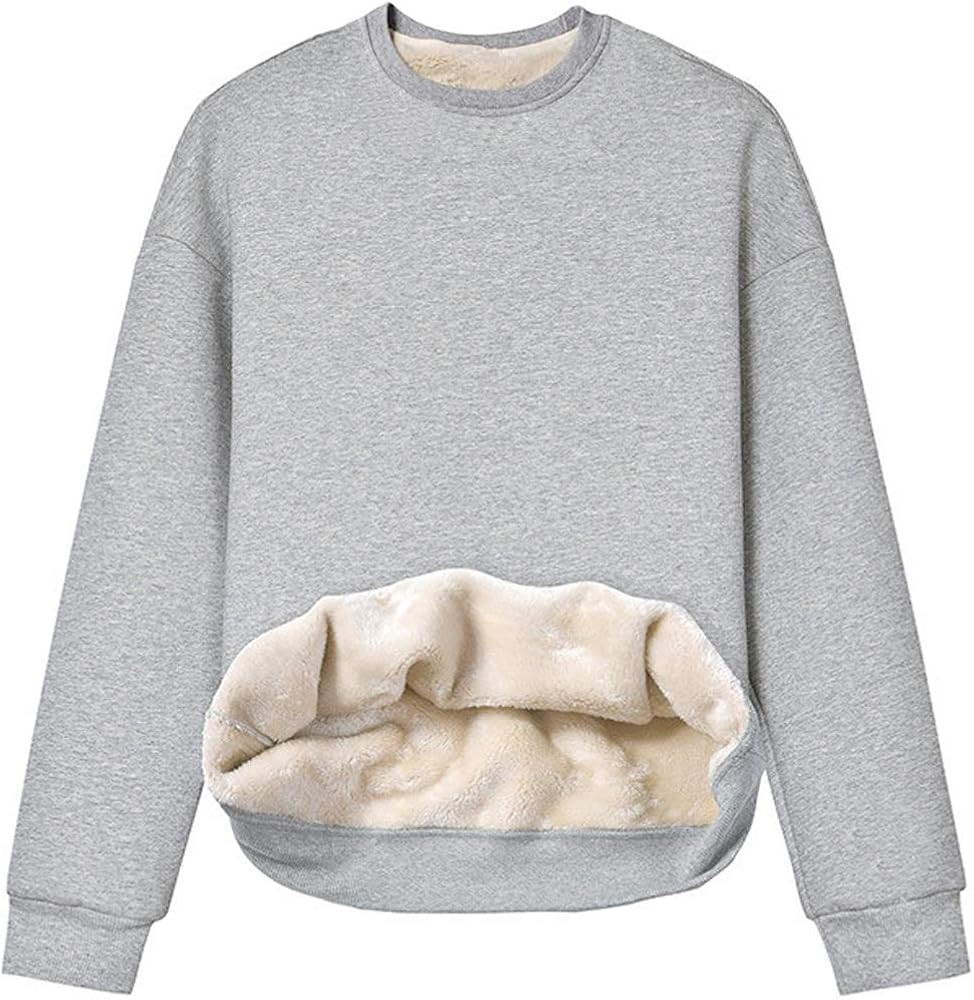 Gihuo Women's Winter Fleece Sherpa Lined Crewneck Pullover Sweatshirt | Amazon (US)