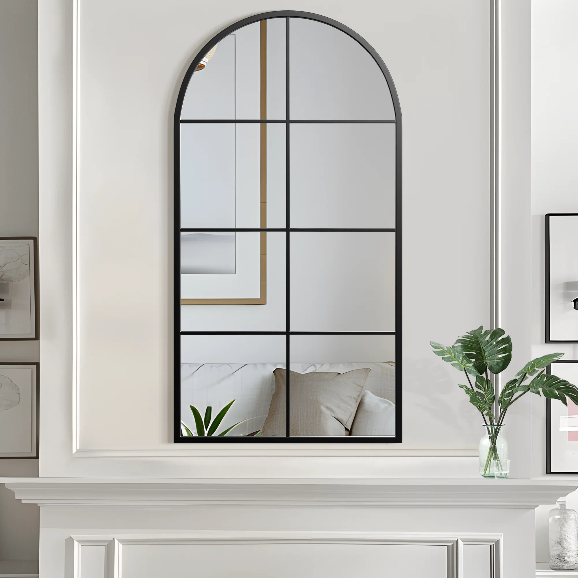 Lachlan Arch Metal Window Pane Wall Mirror | Wayfair North America