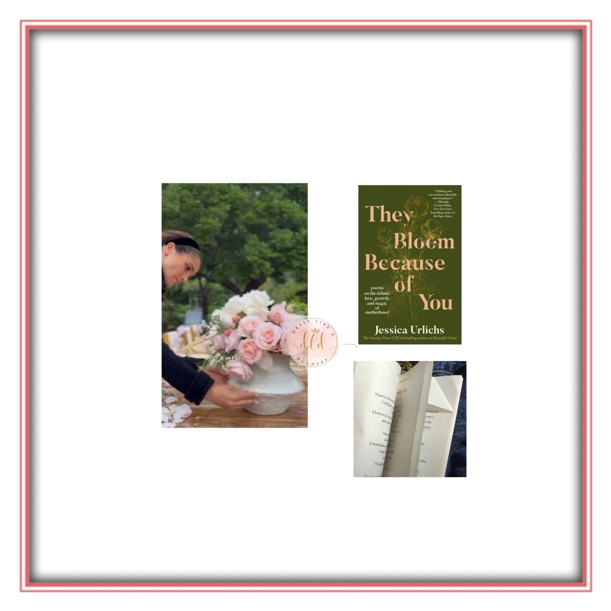 3/16/26 Meghan shares a personal video arranging flowers, reading poems and tending to her chicken coop with daughter Princess Lilibet in an unidentified black sweater + headband 