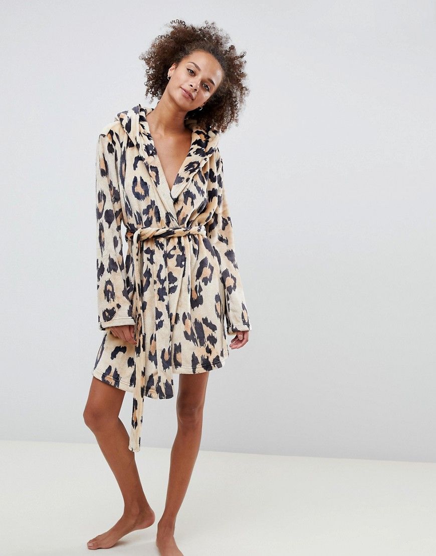 ASOS DESIGN leopard super soft robe with ears - Multi | ASOS US