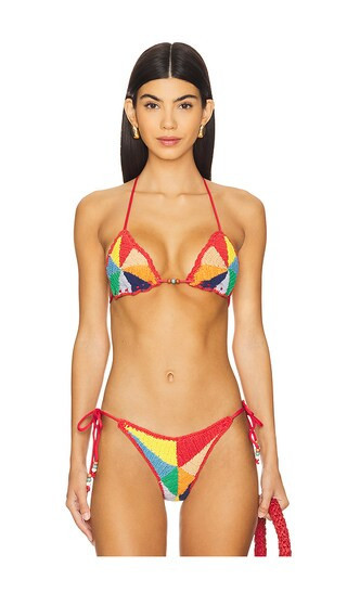 It's Now Cool Crochet Tri Bikini Top in Red. - size M/L (also in XS/S) | Revolve Clothing (Global)