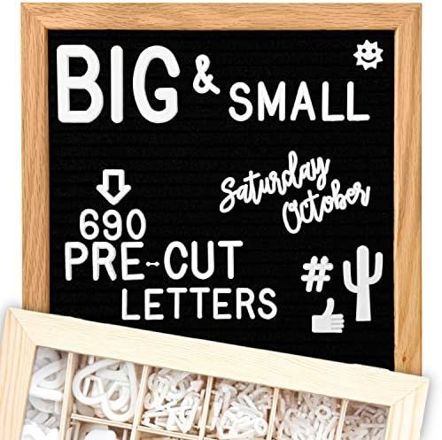 Felt Letter Board 10x10 (Black) | +685 PRE-Cut Letters +Stand +UPGRADED WOODEN Sorting Tray! Lett... | Amazon (US)