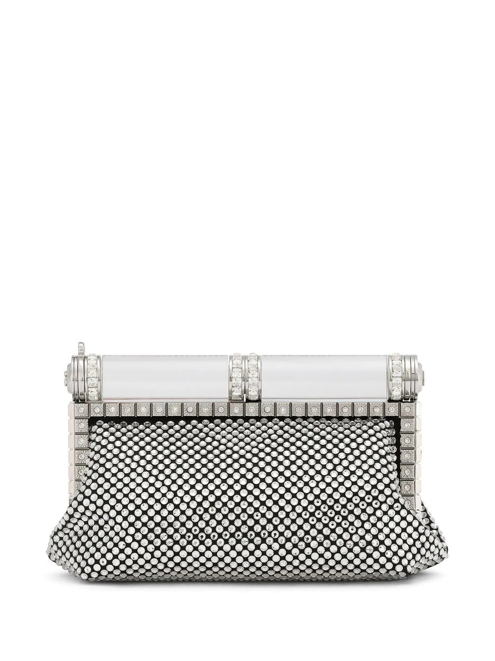 Dolce & Gabbana rhinestone-embellished satin clutch bag - Grey | Farfetch Global
