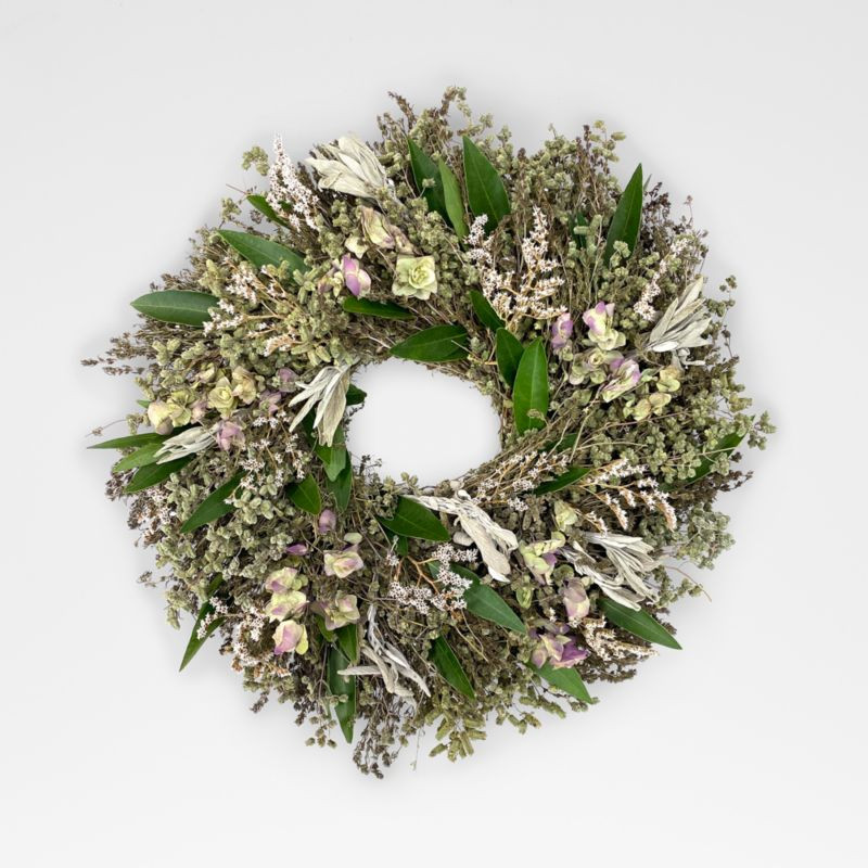 Live 18" Floral Sweet Spring Wreath | Crate & Barrel | Crate & Barrel