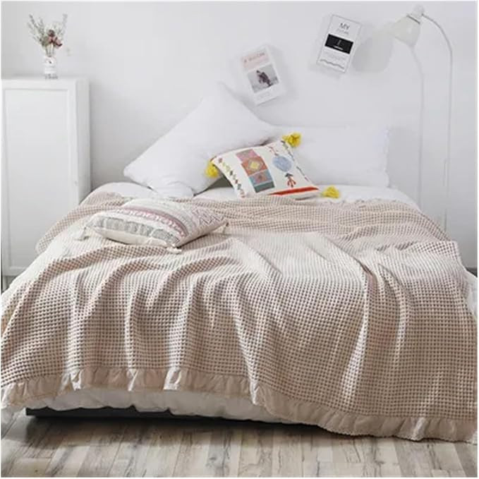 Soft Bed Plaid Home Knitted Blanket Corn Grain Waffle Embossed Summer Ruffles Warm Plaid Throw Be... | Amazon (US)