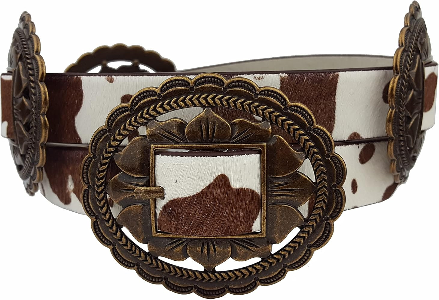 Western Concho Style Belt w. genuine cow print hair leather belt | Amazon (US)