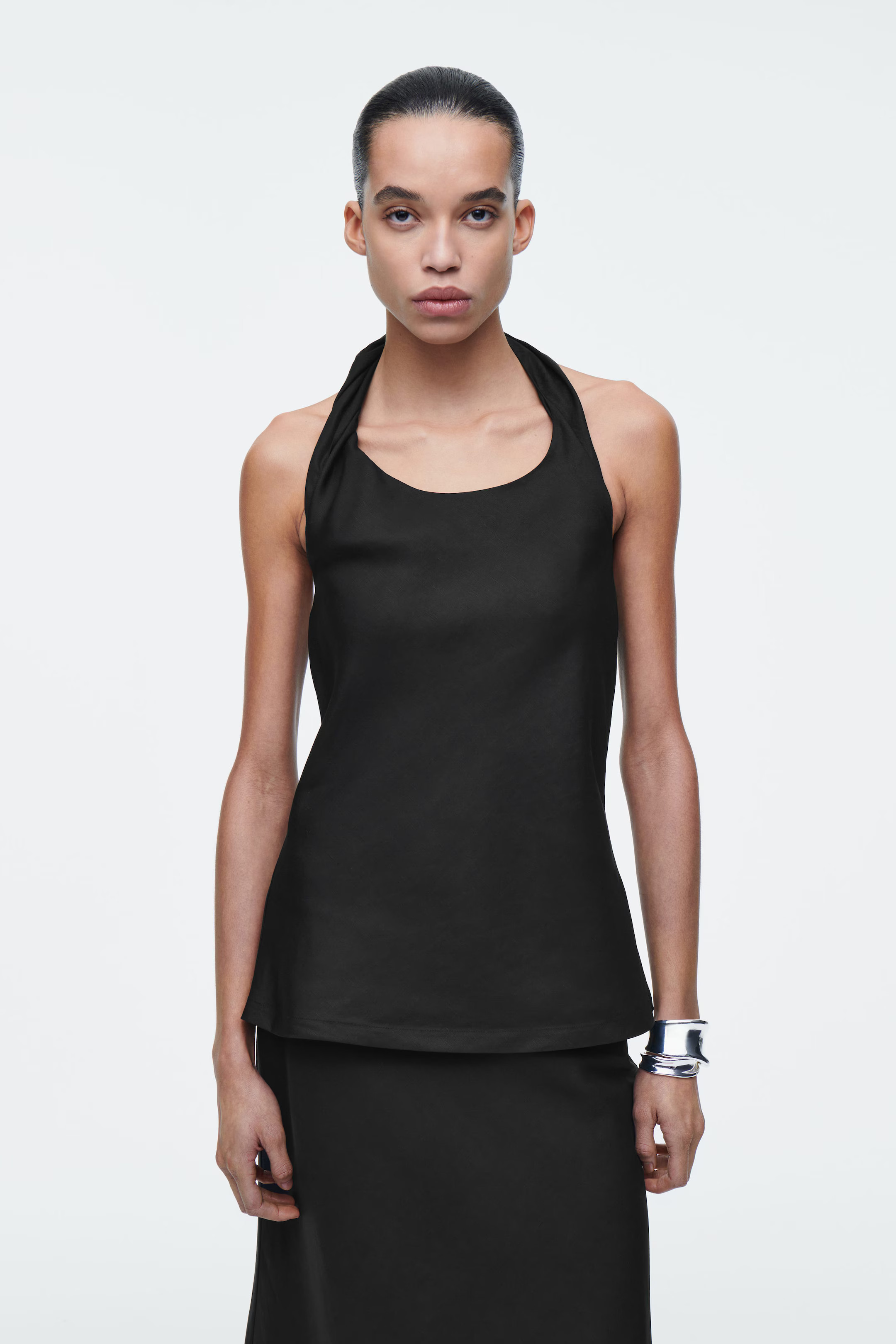 TWIST-DETAIL LINEN-BLEND TOP - BLACK | COS | COS (EU)