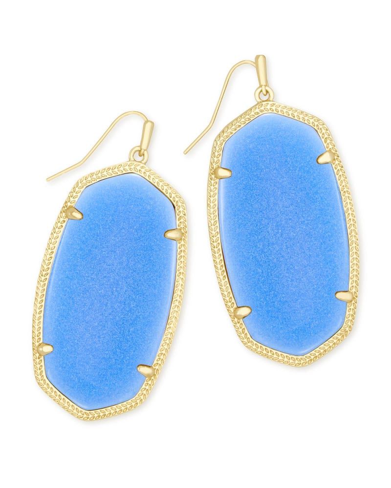 Danielle Gold Statement Earrings in Blue Glow in the Dark Glass | Kendra Scott