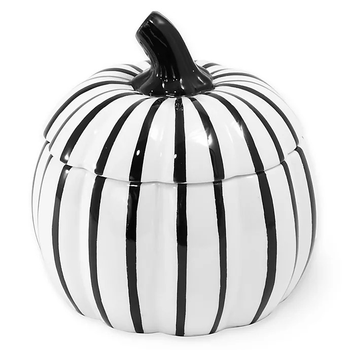 Boston International Pumpkin Covered Candy Bowl in Black/White | Bed Bath & Beyond