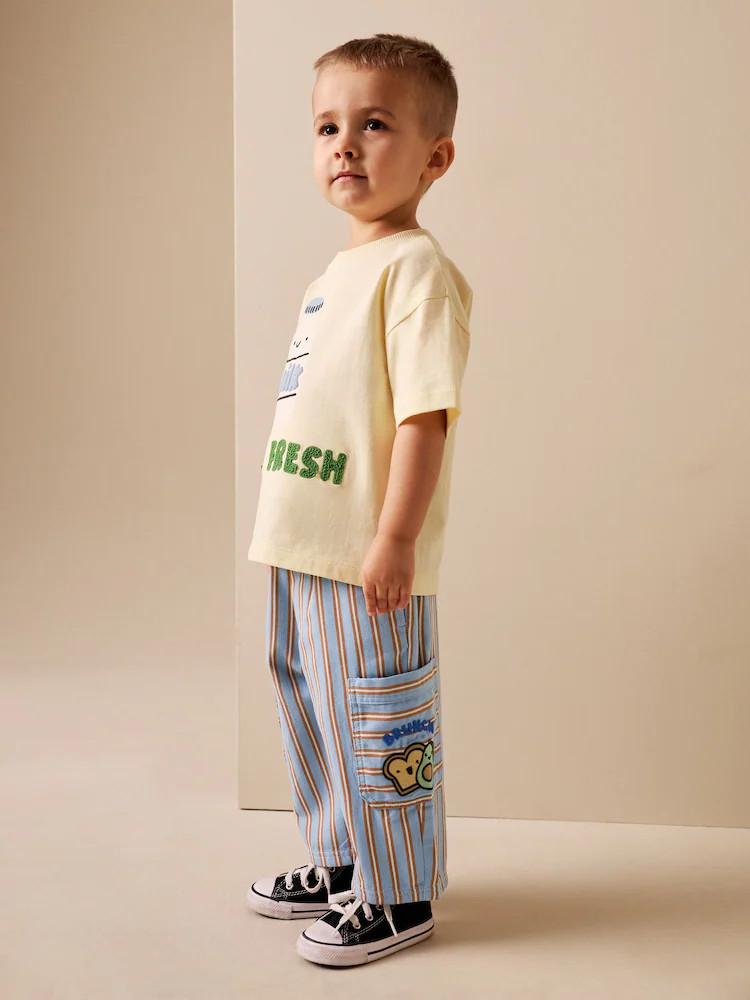 Blue/Rust Brunch Stripe Side Pocket Wide Trousers (3mths-7yrs) | Next US