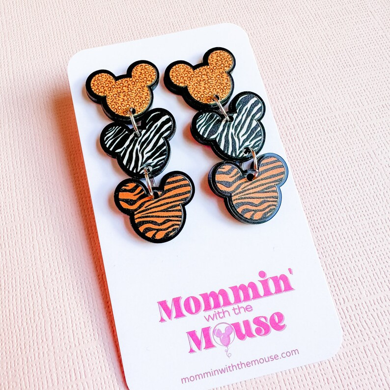 Mickey Animal Print Dangle Earrings Animal Kingdom Earrings - Etsy | Etsy (US)