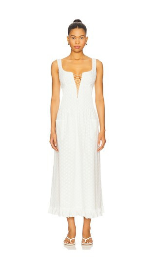 Mirror Palais Pin Tuck Eyelet Dress in White. - size L | Revolve Clothing (Global)