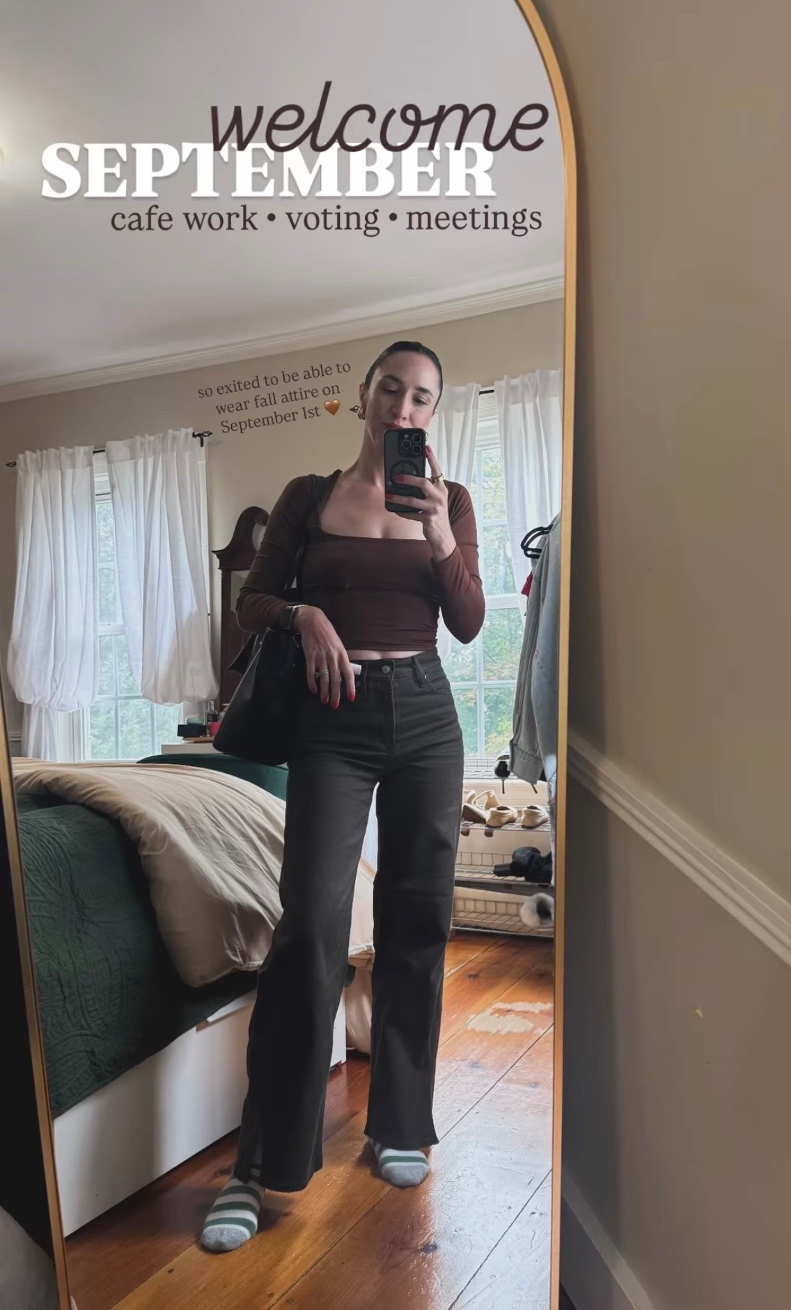 September 1st said fall wardrobe immediately and I listened 🤎 A square-neck chocolate top + dark wide-leg denim is exactly the kind of easy outfit I’ll repeat for café work, meetings, errands, and everything in between. Cozy enough for the season shift, polished enough to feel put together.

#FallOutfit, #FallStyle, #SeptemberStyle, #CasualFallOutfit, #WorkOutfit, #BusinessCasual, #CafeWorkOutfit, #WideLegJeans, #BrownTop, #LTKStyle, #LTKFashion, #ClassicStyle, #FrenchInspiredStyle, #FounderStyle
fall outfit, September outfit, casual fall outfit, business casual outfit, café work outfit, work from coffee shop outfit, brown square neck top, chocolate brown top, dark wash jeans, wide leg jeans, fall denim outfit, classic fall style, French inspired outfit, founder style, easy everyday outfit, transitional fall outfit

#LTKdayinmylife #LTKgrwm #LTKootd