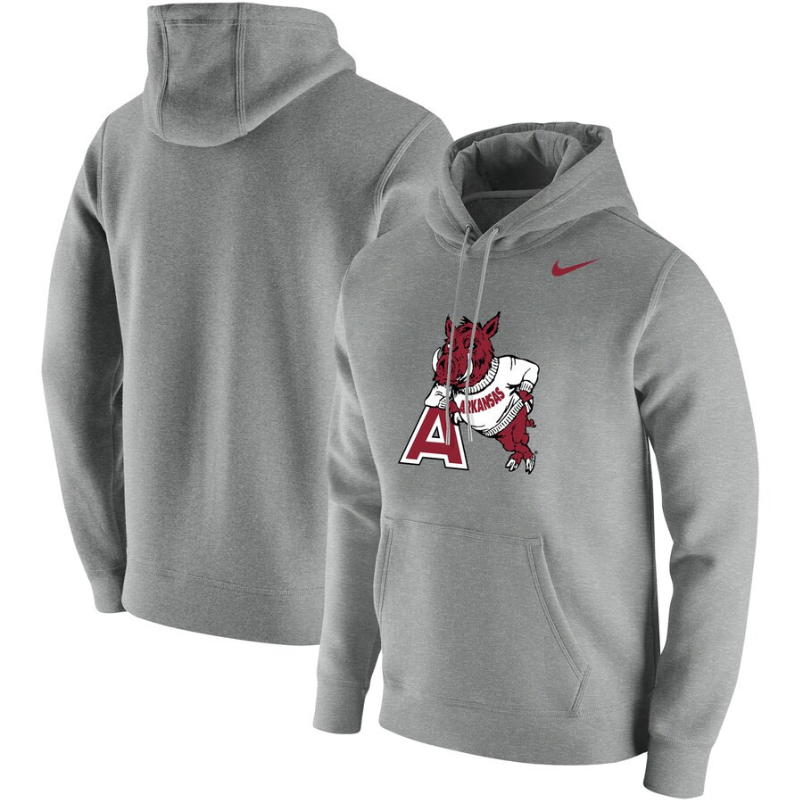Arkansas Razorbacks Nike Vintage School Logo Pullover Hoodie - Heathered Gray | Fanatics