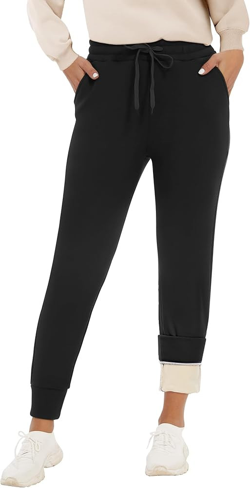 GAYHAY Fleece Lined Sweatpants Women- Winter Warm Sherpa Lined Athletic Joggers Pants with Pocket... | Amazon (US)