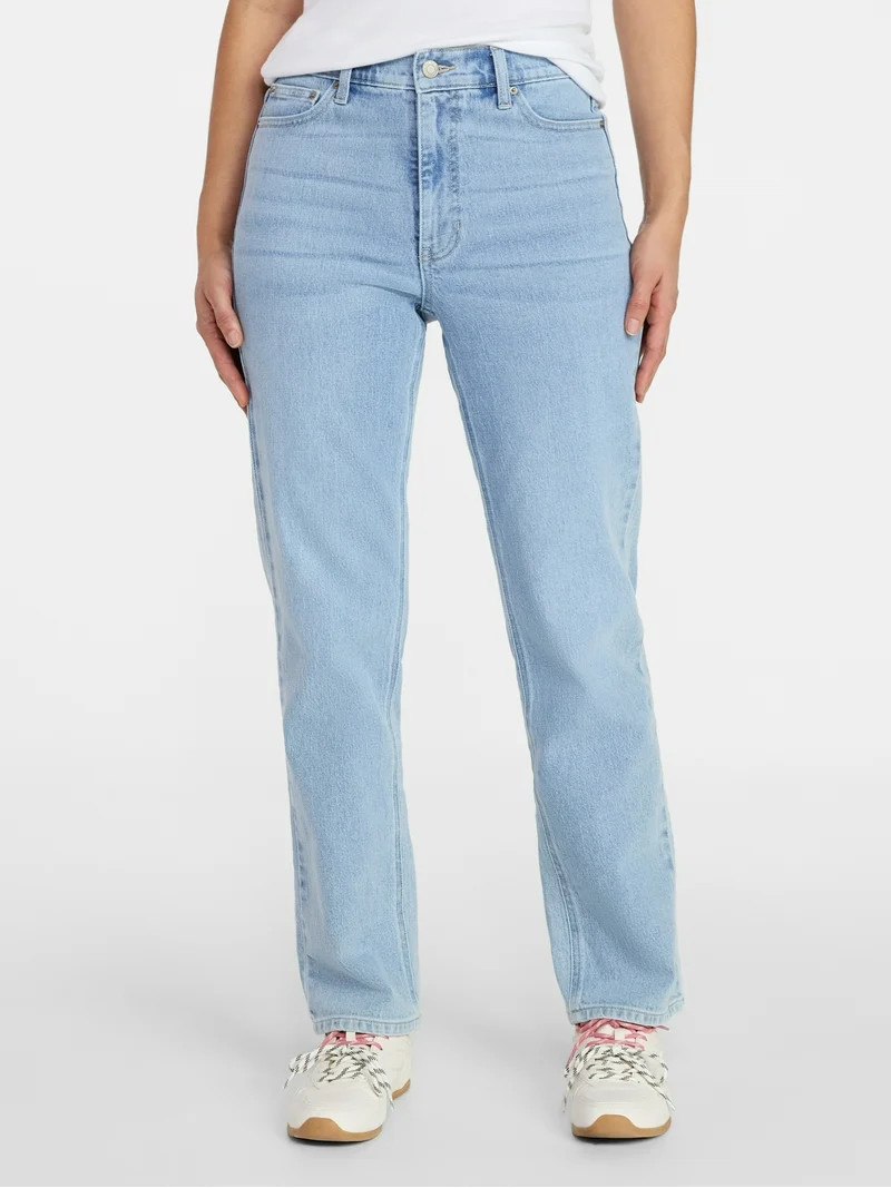 Time and Tru Women's High Rise Straight Leg Jeans, 30" Inseam Regular, Sizes 0-20, 10S-16S | Walmart (US)