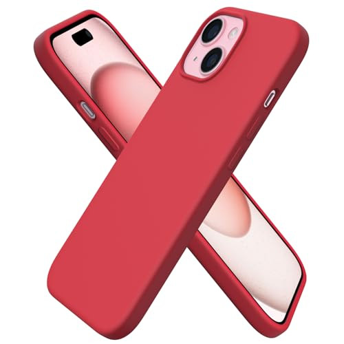 ORNARTO Compatible with iPhone 15 Case 6.1, Slim Liquid Silicone 3 Layers Full Covered Soft Gel Rubber Phone Case, Anti-Scratch Shockproof Protective Cover 6.1 Inch, Red | Amazon (US)