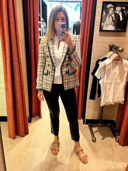 When adding new pieces to your fall wardrobe think about adding and mixing textures. Love a good tweed blazer and vegan leather pants. 

My blazer has been restocked! Grab it before it sells out again! Runs TTS. I’m wearing a size 6.

#LTKSeasonal #LTKstyletip