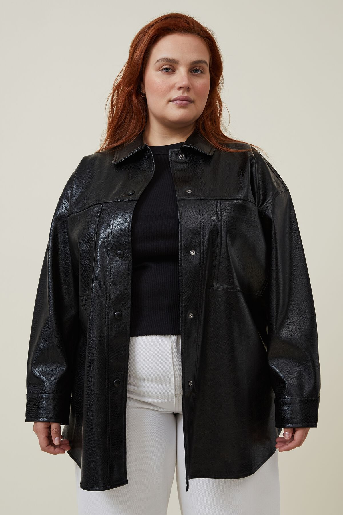 Curve Vegan Leather Shacket | Cotton On (ANZ)