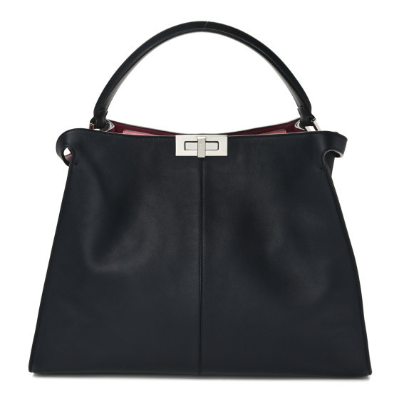 Vitello Seta Century Large Peekaboo X-Lite Black Notte Flamingo | FASHIONPHILE (US)