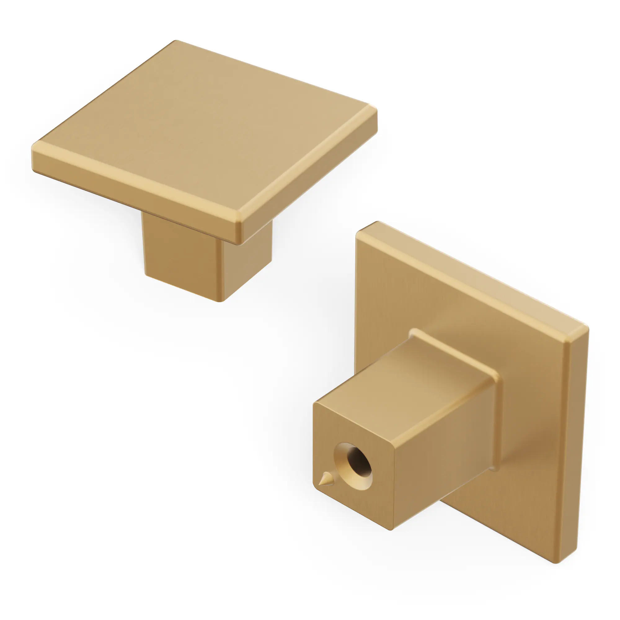 Hickory Hardware Contemporary 1-3/16-in Brushed Brass Square Contemporary Cabinet Knob 10 -Pack in Bronze | R077756BBX10B | Lowe's