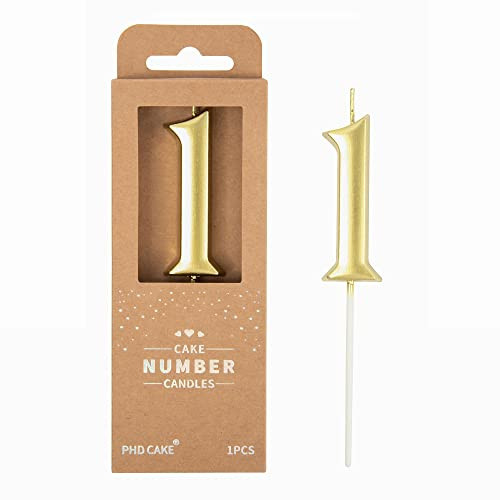 PHD CAKE 2.76 Inch Elegant Gold 1 Number Birthday Candles, Gold Number Candles, Cake Number Candles, Party Celebration | Amazon (US)