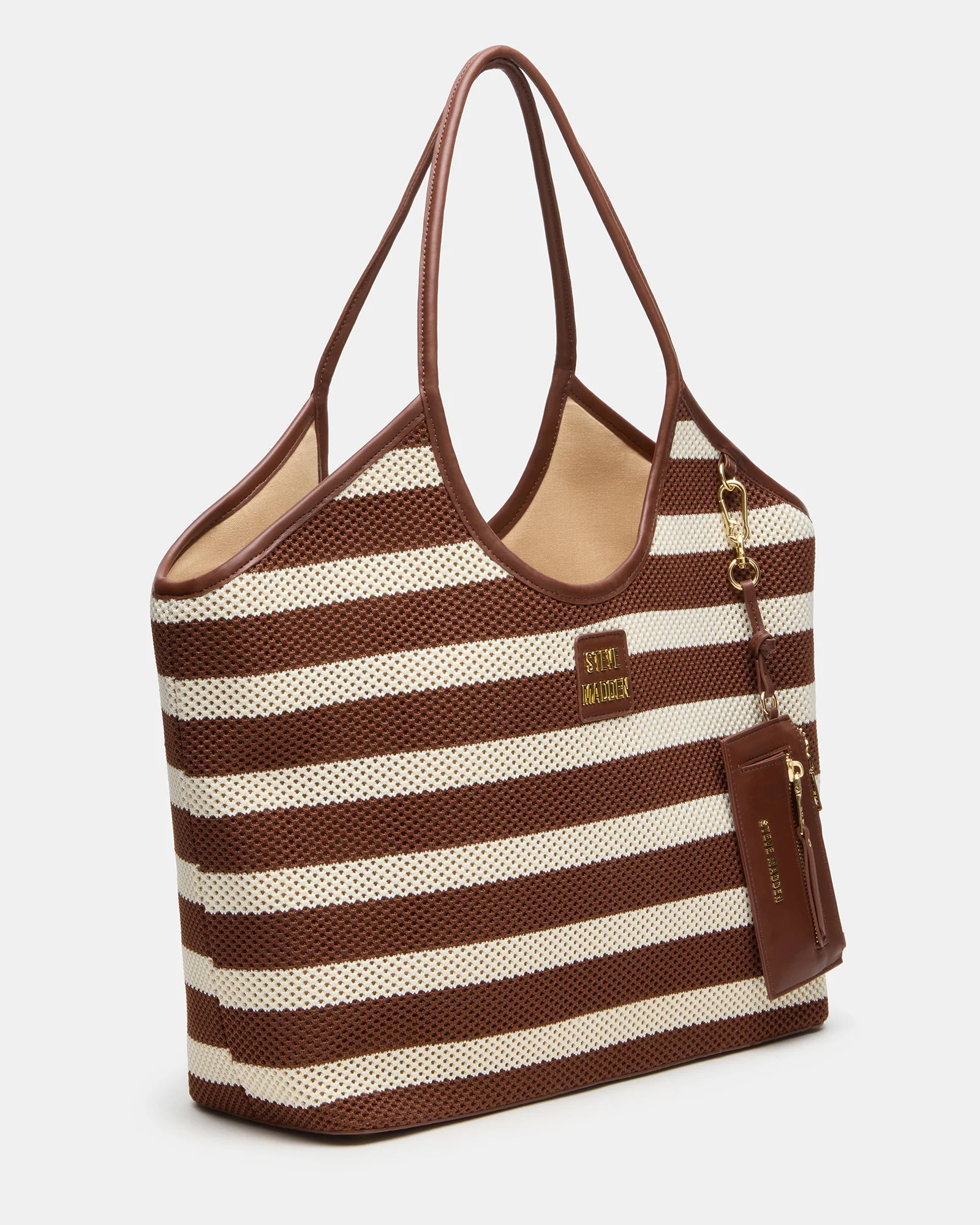 OCEANE Bag Chocolate Multi Top-Handle Straw Tote Handbag | Steve Madden (US)