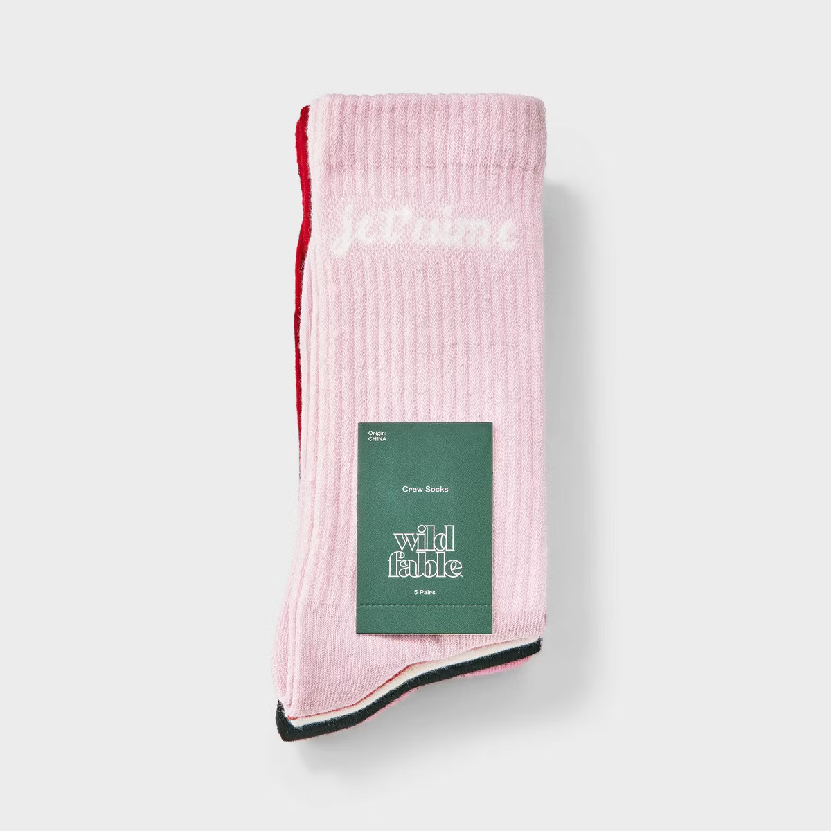 Women's 'Je T'aime' Ribbed Valentine's Day 5pk Crew Socks - Wild Fable™ Assorted Colors 4-10 | Target