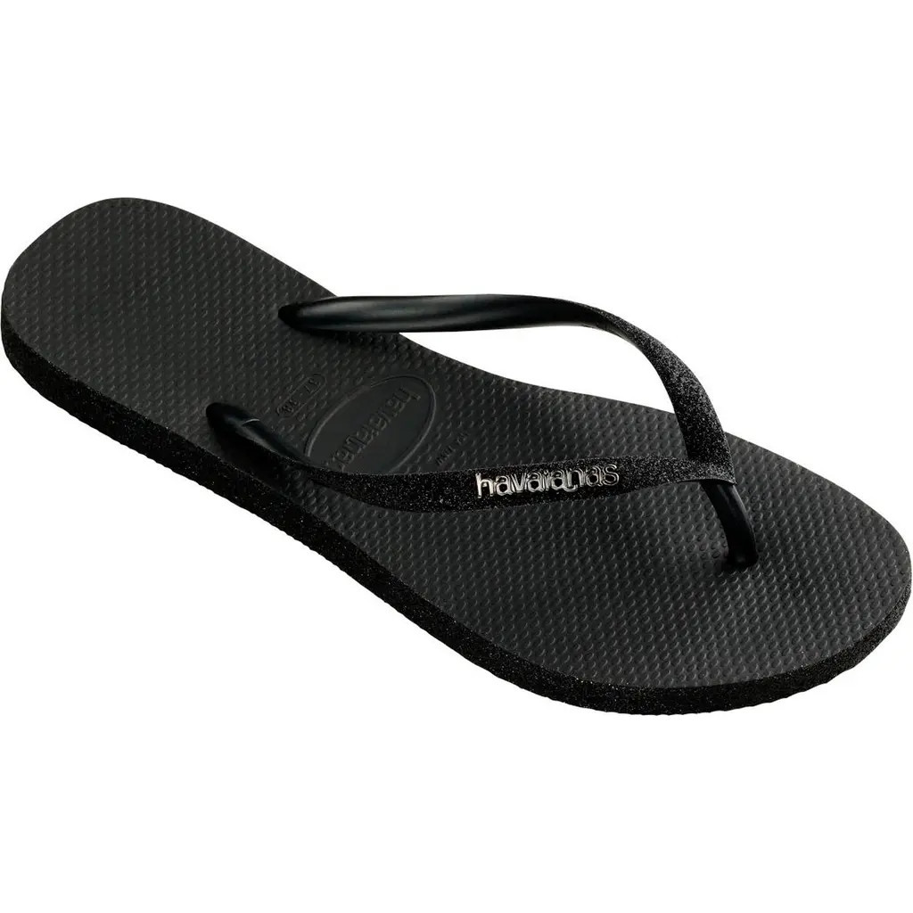 Havaianas Havianas Slim Sparkle Flip Flop in Black at Nordstrom, Size 11 | Nordstrom