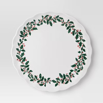 10.3" Stoneware Holly Berry Dinner Plate - Threshold™ | Target
