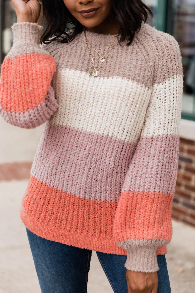 Greatest Memory Colorblock Mauve Sweater CLEARANCE | The Pink Lily Boutique