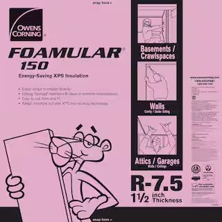 FOAMULAR 150 1-1/2 in. x 4 ft. x 8 ft. R-7.5 Scored Squared Edge Rigid Foam Board Insulation Shea... | The Home Depot