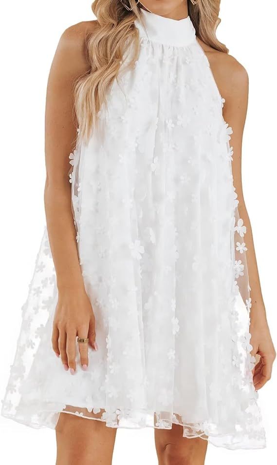 VIMPUNEC 2024 Womens Summer Wedding Guest Formal Dresses Cocktail Halter Swing Dress Cute A Line ... | Amazon (US)