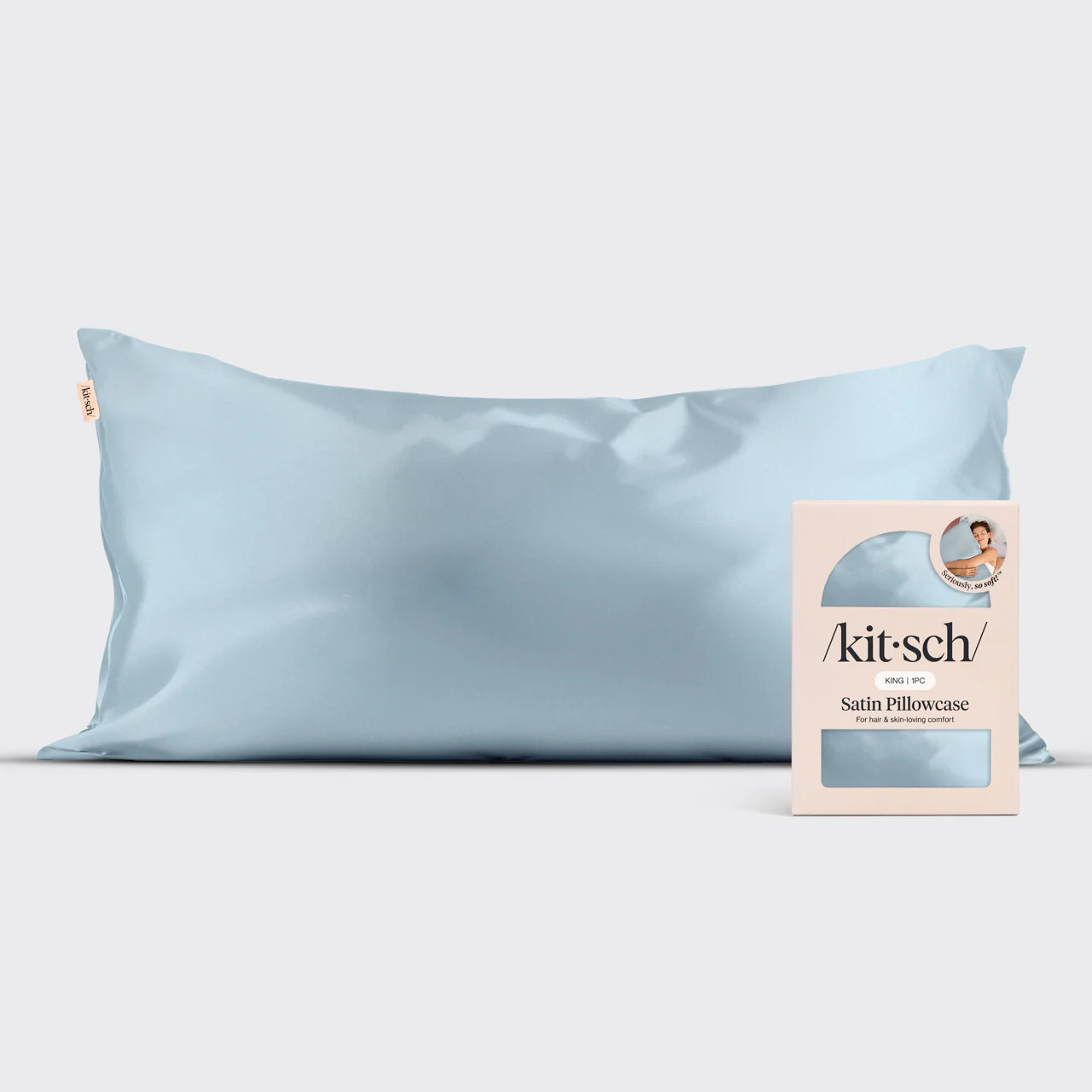 Satin Pillowcase in Haze Blue - King | KITSCH | Kitsch