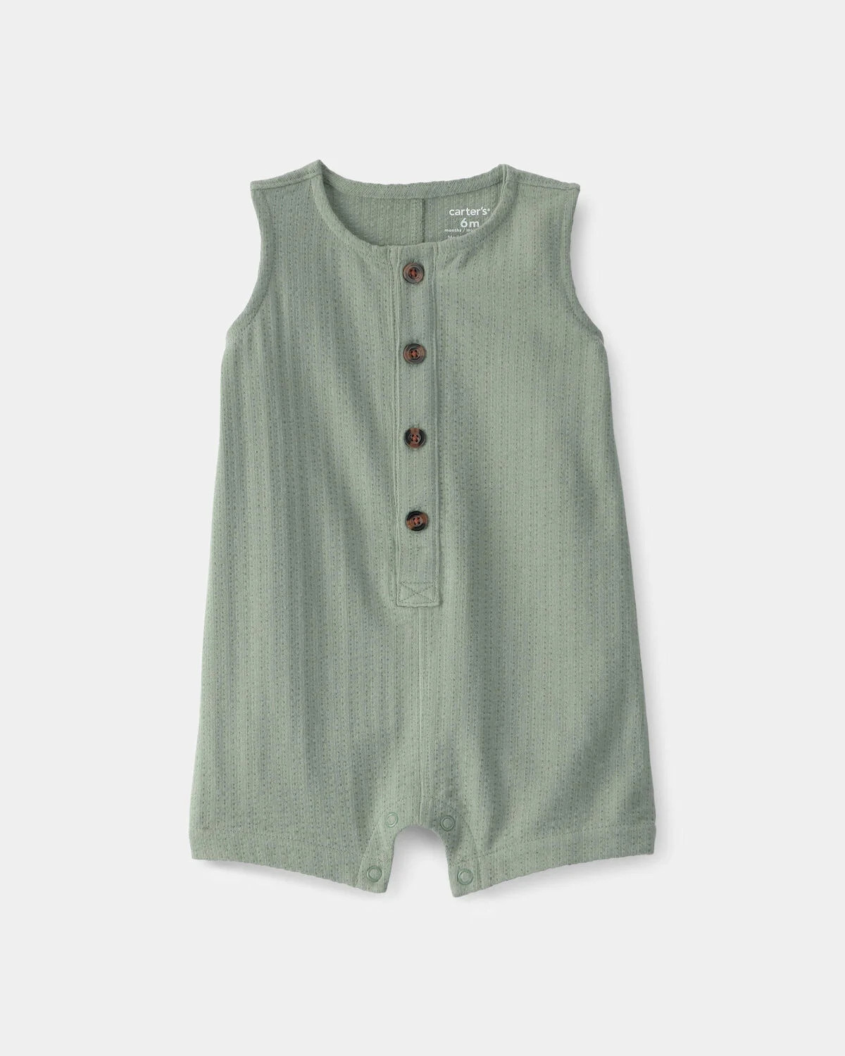 Baby Boy Solid Sleeveless Romper - Green | Carter's | Carter's Inc