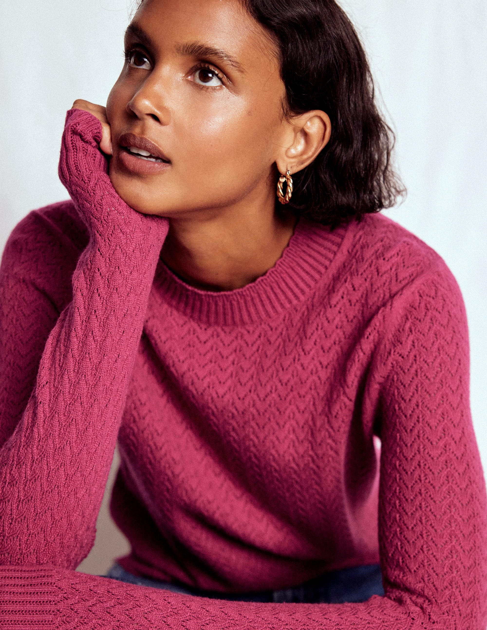 Diane Pointelle Sweater-Bright Cherry | Boden (US)