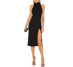 ALENDA DANMOS Women's Elegant Halter High Neck Dress Sleeveless Bodycon Midi Dress Side Split Coc... | Amazon (US)